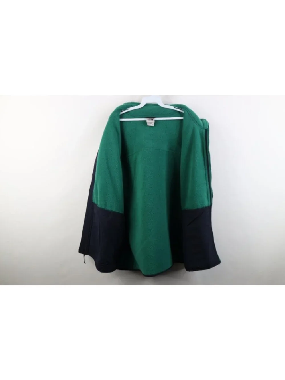 The North Face Mens 2XL Spell Out Carbondale Fleece Full Zip Vest Jacket Green